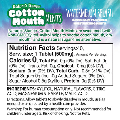 Nature's_Stance_Cotton_Mouth_Xylitol_Mints,_Dry_Mouth_Lozenges_Sugar_Free,_Mouth_Watering_Mints_-_Stimulates_Saliva_&_Freshens_Breath,_40_Count_(Watermelon_Splash)