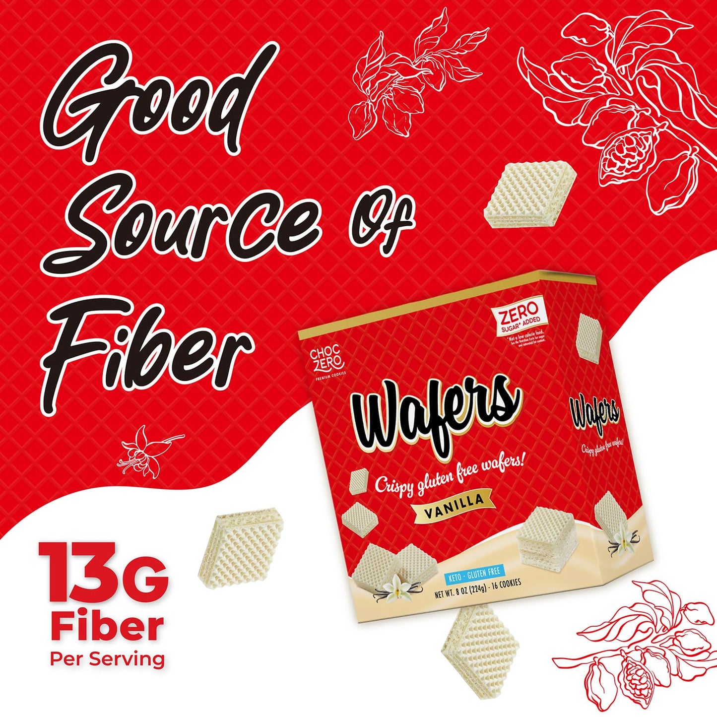 ChocZero_Vanilla_Wafer_Cookies,_Crispy_Cookies_Layered_With_Vanilla_Creme,_Gluten_Free,_No_Added_Sugar,_16_Keto_Wafer_Cookies_Per_Box,_8_Ounce_(Pack_of_1)