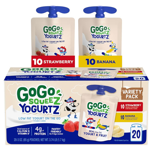 GoGo_squeeZ_yogurtZ_Variety_Pack,_Strawberry_&_Banana,_3_oz_(Pack_of_20),_Kids_Snacks_Made_from_Real_Yogurt_and_Fruit,_No_Fridge_Needed,_Gluten_Free,_Nut_Free,_Recloseable_Cap,_BPA_Free_Pouches