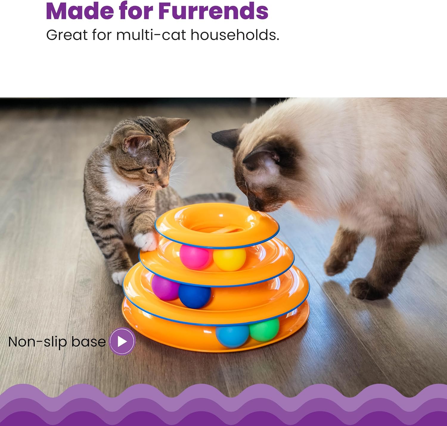 Catstages_Tower_of_Tracks_Cat_Toy_–_3-Level_Track_Tower_with_6_Balls,_Interactive_Cat_Toy_for_Indoor_Enrichment