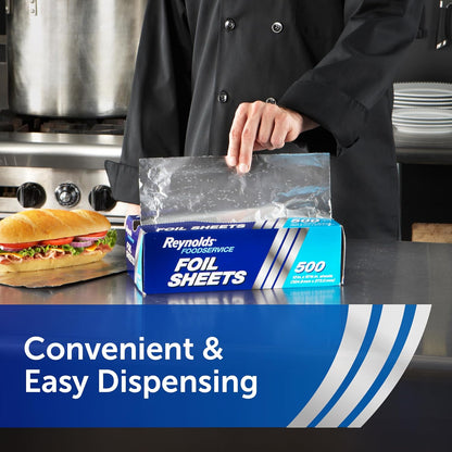 Reynolds_Foodservice_Pre-Cut_Aluminum_Foil_Sheets,_Great_for_Concessions,_Catering,_Cafeterias,_and_Restaurants,_Easily_Moldable_Around_Food,_12_x_10.75_Inches,_500_Ct.
