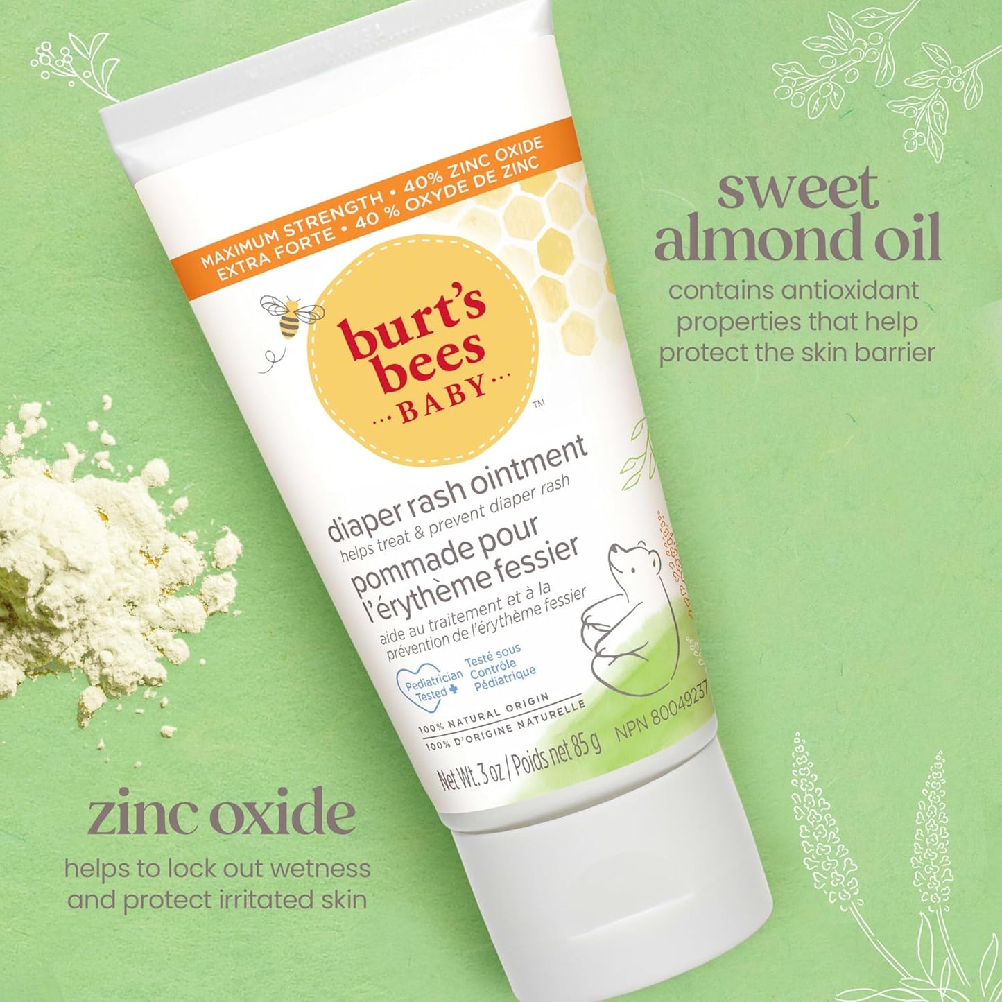 Burt's_Bees_Baby_Diaper_Rash_Ointment,_Maximum_Strength,_40%_Zinc_Oxide,_100%_Natural_Origin,_Pediatrician_Tested,_Net_Weight_3_Ounces_,_Pack_of_2