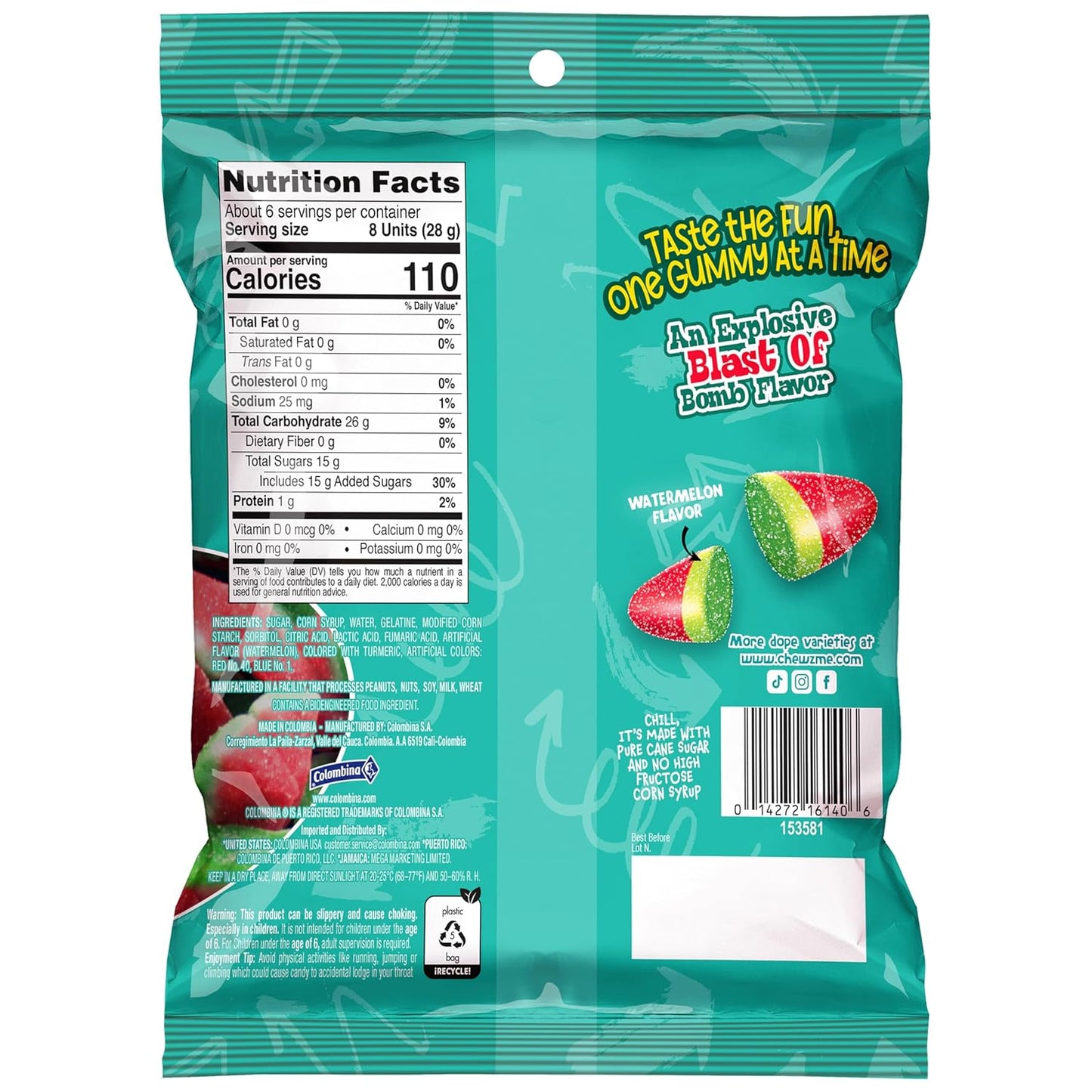 ChewzMe_Watermelon_Gummies,_Sour_Gummy_Candy,_6_oz_(Pack_of_1)