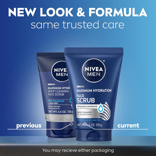 NIVEA_MEN_Maximum_Hydration_Face_Scrub_with_Provitamin_B5_and_Aloe_Vera,_Exfoliating_Face_Wash_Deeply_Cleanses_to_Unclog_Pores,_4.4_Oz_Tube,_Pack_of_3