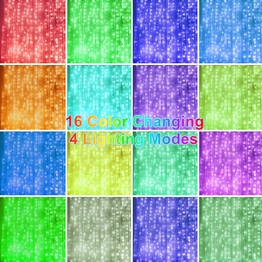 HOME_LIGHTING_Window_Curtain_String_Lights,_300_LED_RGB_16_Colors_Changing_Fairy_Lights,_4_Modes_with_Remote,_USB_&_Adapter_Powered_for_Halloween_Christmas_Party_Wedding_Home_Garden_Wall_Decorations