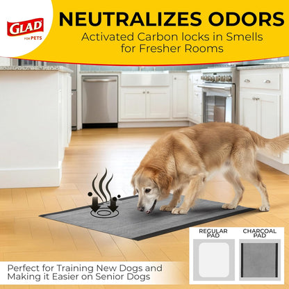 Glad_for_Pets_Black_Charcoal_Puppy_Pads_-_6-Layer_Leak-Proof_Construction,_Activated_Carbon_Odor_Control,_Pheromone_Attractant_-_Disposable_Dog_Pee_Pads_for_Potty_Training,_23_x_23_in,_100_Count