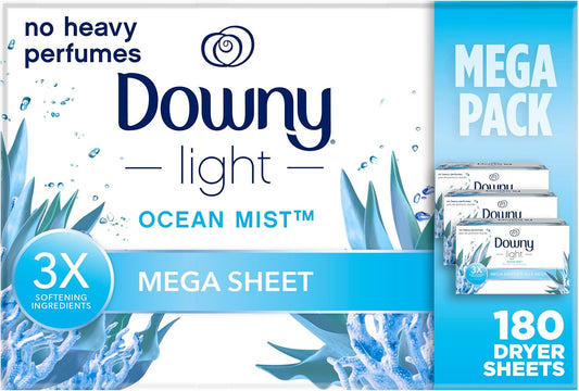 Downy_Light_Mega_Dryer_Sheets,_Fabric_Softener_Dryer_Sheets,_Ocean_Mist,_180_Count