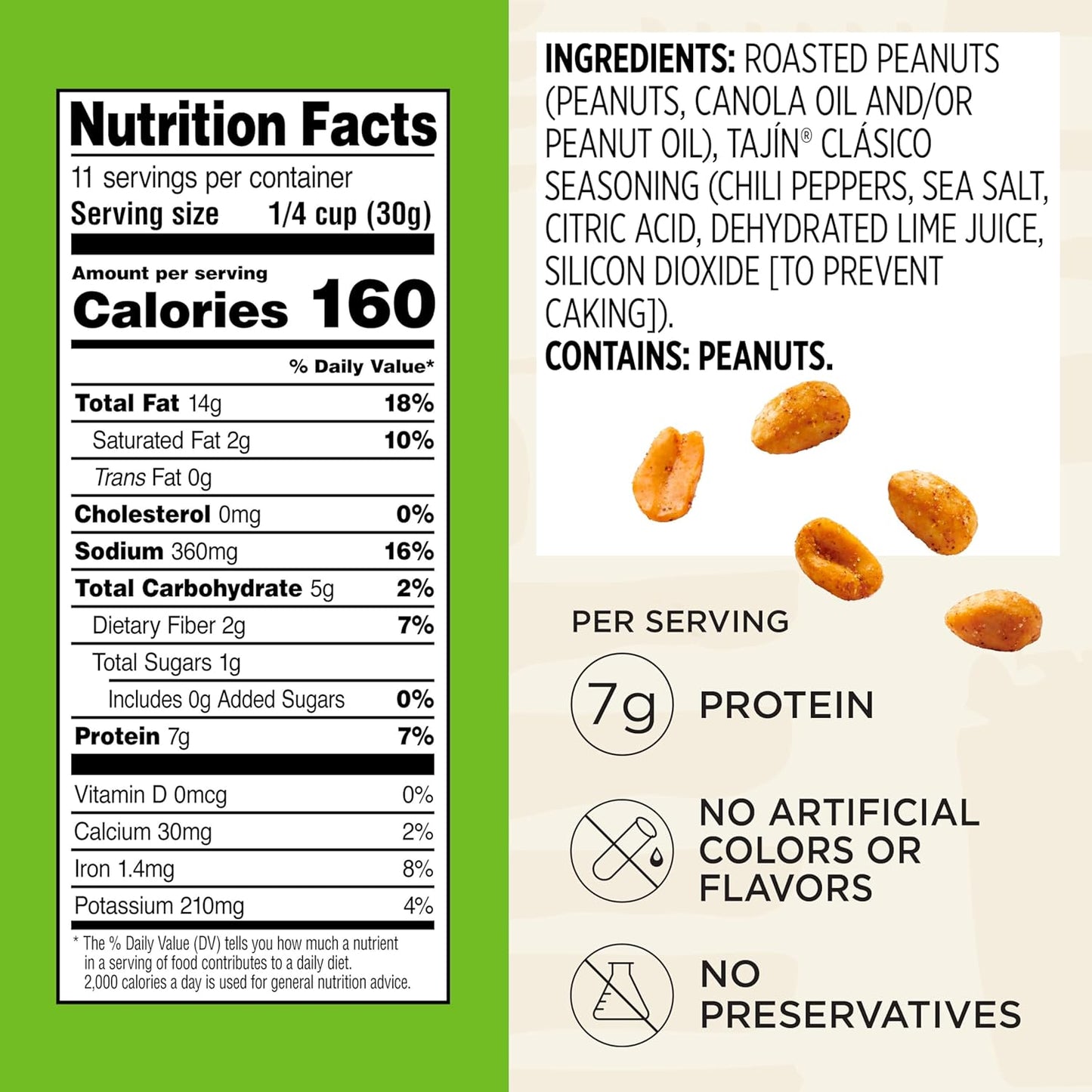 Snak_Club_Tajin_Peanuts,_Roasted_Nuts_with_Chili_and_Lime_Seasoning,_Mild,_Gluten-Free_and_Kosher_Snacks,_No_Artificial_Colors_or_Flavors,_No_Preservatives,_12_oz_Resealable_Bag