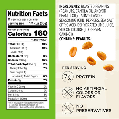 Snak_Club_Tajin_Peanuts,_Roasted_Nuts_with_Chili_and_Lime_Seasoning,_Mild,_Gluten-Free_and_Kosher_Snacks,_No_Artificial_Colors_or_Flavors,_No_Preservatives,_12_oz_Resealable_Bag