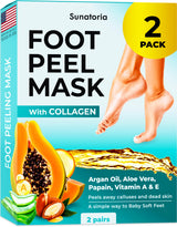 Foot Peeling Mask (2 Pairs) Dermatologically Tested Foot Mask for Dry Cracked Feet, Dead Skin, Foot Callus Remover, Heel & Treatment Foot Peel Mask make Soft Feet