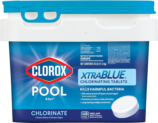 Clorox®_Pool&Spa™_XtraBlue_3”_Swimming_Pool_Chlorinating_Tablets,_Kills_Bacteria_&_Stops_Algae_(25_LB)