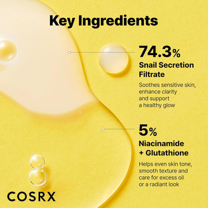 COSRX_Snail_Mucin_74%_+_Niacinamide_5%_Dual_Essence,_Anti_Aging_Face_Serum_for_Dull_Skin,_Sensitive_Skin,_Korean_Skin_Care,_2.70_fl.oz_/_80ml