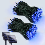 2-Pack 200 LED Solar String Lights for Outside, Solar Christmas Lights Outdoor Waterproof, Green Wire Solar Tree Lights with 8 Lighting Modes for Xmas Wedding Party Garden Decorations (Warm White)