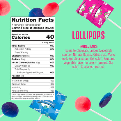 SmartSweets_Lollipops,_3oz,_Blue_Raspberry_&_Watermelon_Flavors,_Hard_Candy_with_Low_Sugar_(1g),_Low_Calorie_(40),_No_Artificial_Sweeteners,_Plant-Based,_Gluten-Free