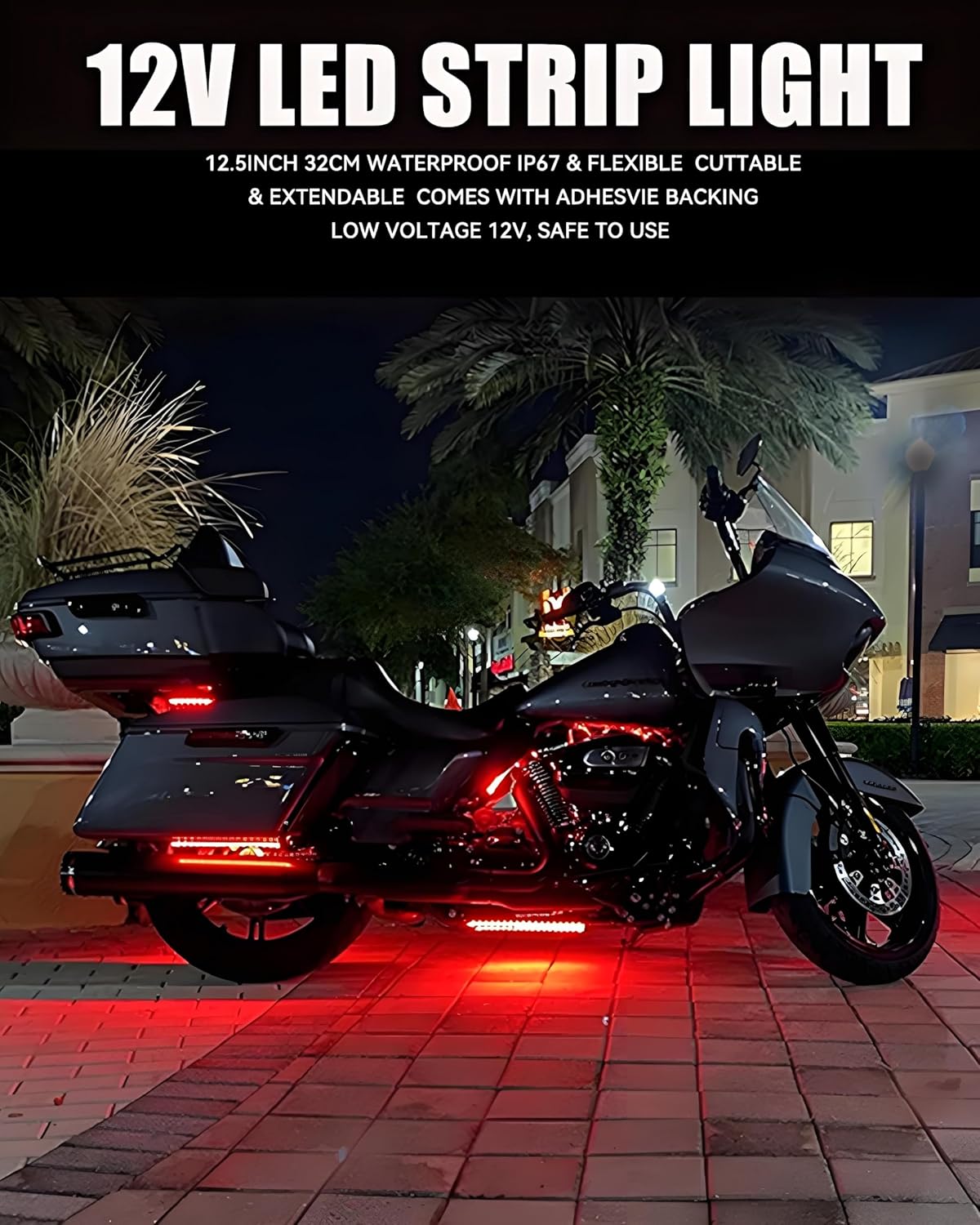 Keiurot_12V_Led_Light_Strip_32CM_Waterproof_LEDs_Light_Strips_for_Cars_Motorcycles_Golf_Cart_Interior_&_Exterior_Marine_Boat_Red/Blue/Green/ICE_Blue/White/Pink/Amber__Led_Strip_Lights_5050_18SMD,Pack_of_4