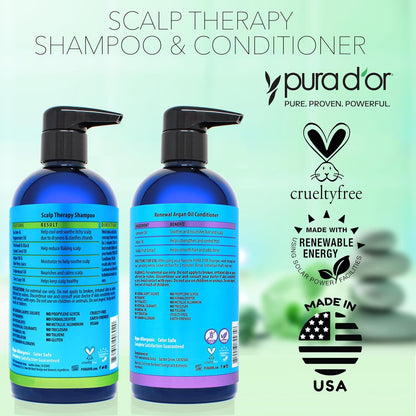 PURA_D'OR_Scalp_Therapy_Shampoo_&_Conditioner_Set_(16oz_x_2)_Dry,_Itchy_Scalp-Hydrates_&_Nourishes_Hair_w/Tea_Tree,_Peppermint,_Argan_Oil_&_Biotin,_All_Hair_Type,_Men_Women_(Packaging_Varies)