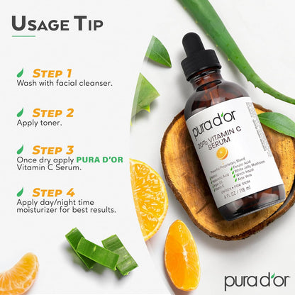 PURA_D'OR_20%_Vitamin_C_Facial_Serum_4_Oz_Antioxidant_Blend_w/Retinol,_Hyaluronic_Acid,_Vitamin_E,_Ferulic_Acid_-_Hydrating_Lightweight_Skincare_Formula_-_Men_Women_Daily_Use_After_Bath_Oil_Skin_Care