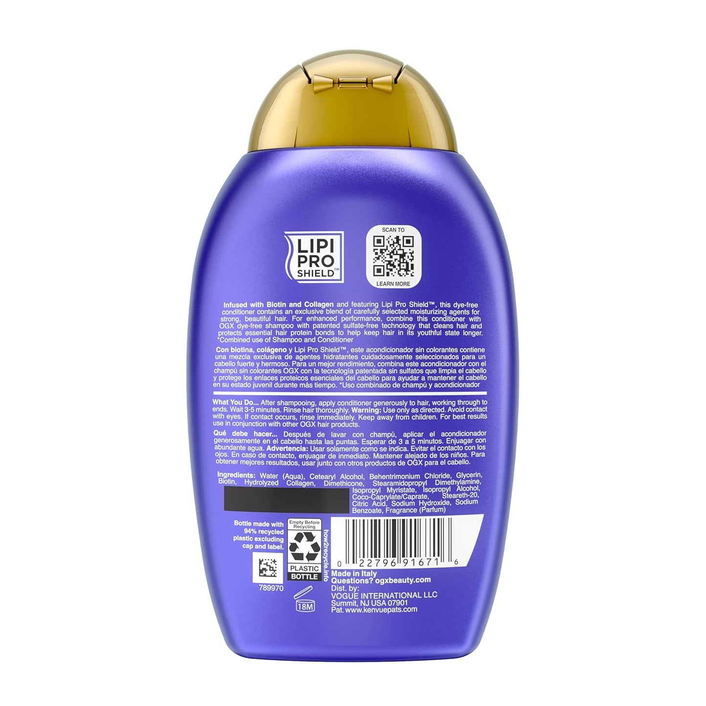 OGX_Thick_&_Full_+_Biotin_&_Collagen_Volumizing_Conditioner,_Nutrient-Infused_Conditioner_with_Vitamin_B7_Biotin_Gives_Hair_Volume_&_Body_for_72+_Hours,_Sulfate-Free_Surfactants,_13_fl._Oz