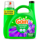 Gain Liquid Laundry Detergent with Odor Defense, Moonlight Breeze Scent, Laundry Soap For HE Washing Machines