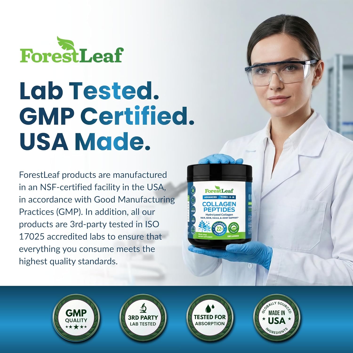 ForestLeaf_Collagen_Peptides_Powder_Unflavored_-_Hydrolyzed_Grass_Fed_Keto_Collagen_Protein_Powder_Type_1,_2_&_3_-_Vital_Hair,_Skin,_Nails,_Joints,_Recovery,_11g_Per_Serving