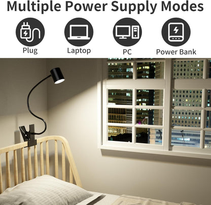 Dott_Arts_Desk_Lamp,USB_Clip_On_Light,Book_Lights_for_Reading_at_Night,3_Color_Modes,10_Brightness_Clamp_Lights,360°_Gooseneck_LED_Reading_Light_for_Books_in_Bed,Eye-Care_for_Home_Office,Headboards