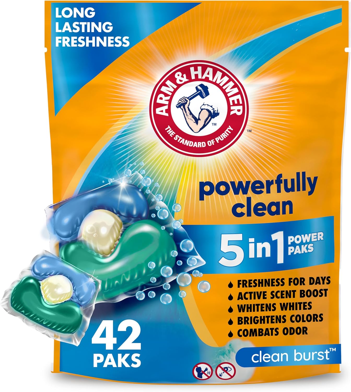 Arm_&_Hammer_Clean_Burst_5-in-1_Laundry_Detergent_Power_Paks,_High_Efficieny_(HE),_42_Count