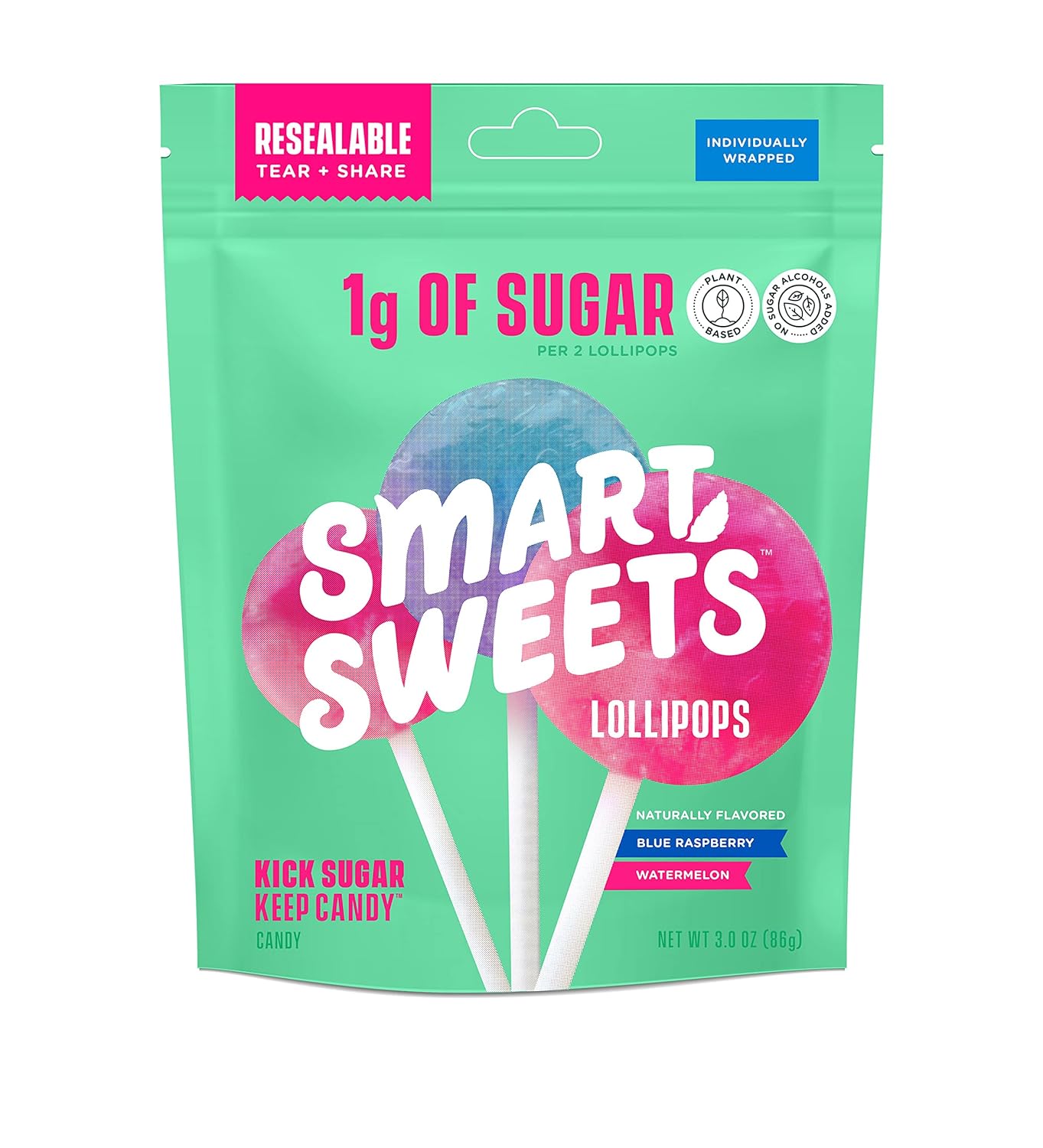 SmartSweets_Lollipops,_3oz,_Blue_Raspberry_&_Watermelon_Flavors,_Hard_Candy_with_Low_Sugar_(1g),_Low_Calorie_(40),_No_Artificial_Sweeteners,_Plant-Based,_Gluten-Free