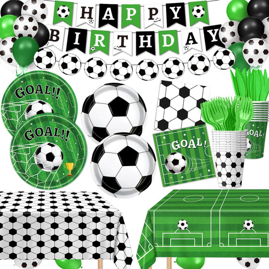 170_PCS_Soccer_Party_Decorations,_Soccer_Birthday_Party_Decorations_-_Includes_Plates,_Napkins,_Cups,_Banner,_Balloons,_Tablecloth,_Knives,_Forks_for_Sports_Soccer_Theme_Party_Decorations,_Serve_24