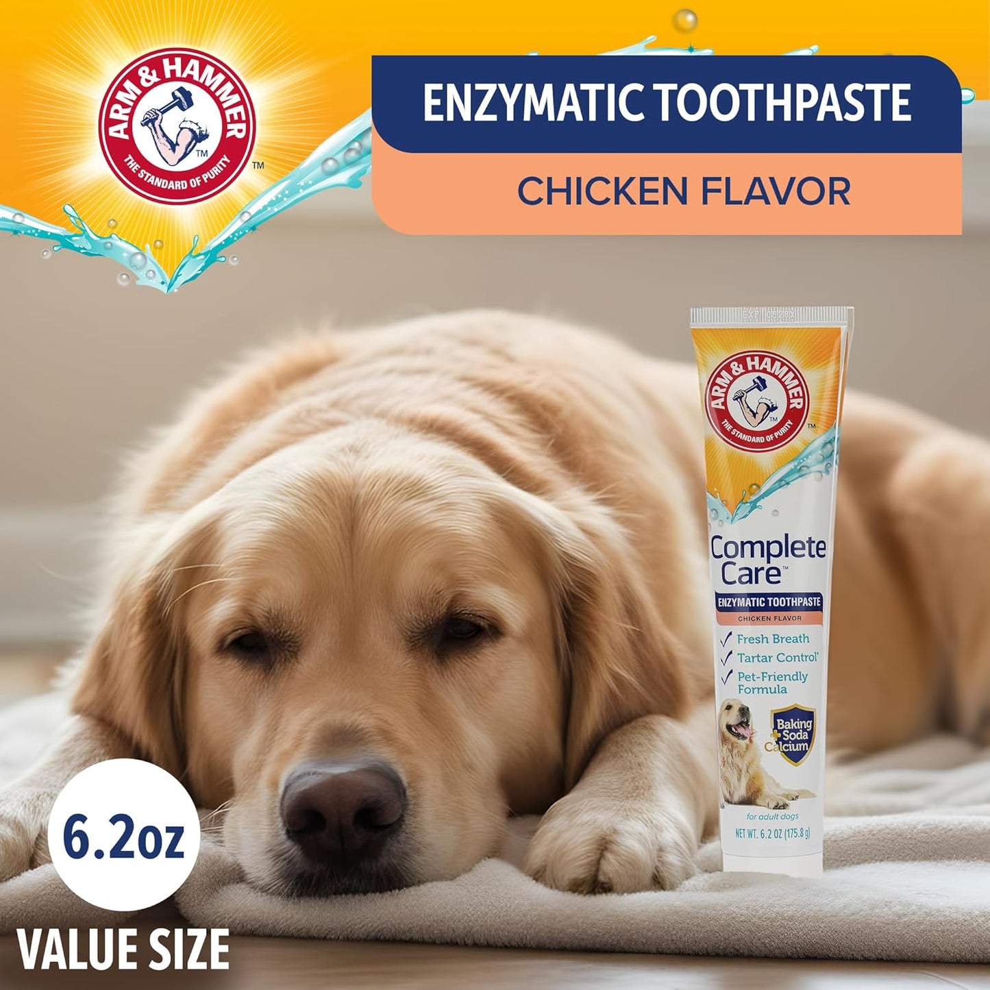 Arm_&_Hammer_Complete_Care_Enzymatic_Dog_Toothpaste_with_Baking_Soda_and_Calcium,_Fluoride-Free_Chicken_Flavor_for_Plaque,_Tartar,_and_Fresh_Breath,_6.2_Oz_Value_Size