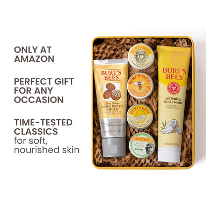 Burt's_Bees_Gifts_Ideas_-_Classics_Set,_6_Products_in_Giftable_Tin_a€“_Cuticle_Cream,_Hand_Salve,_Lip_Balm,_Res-Q_Ointment,_Hand_Repair_and_Foot_Cream