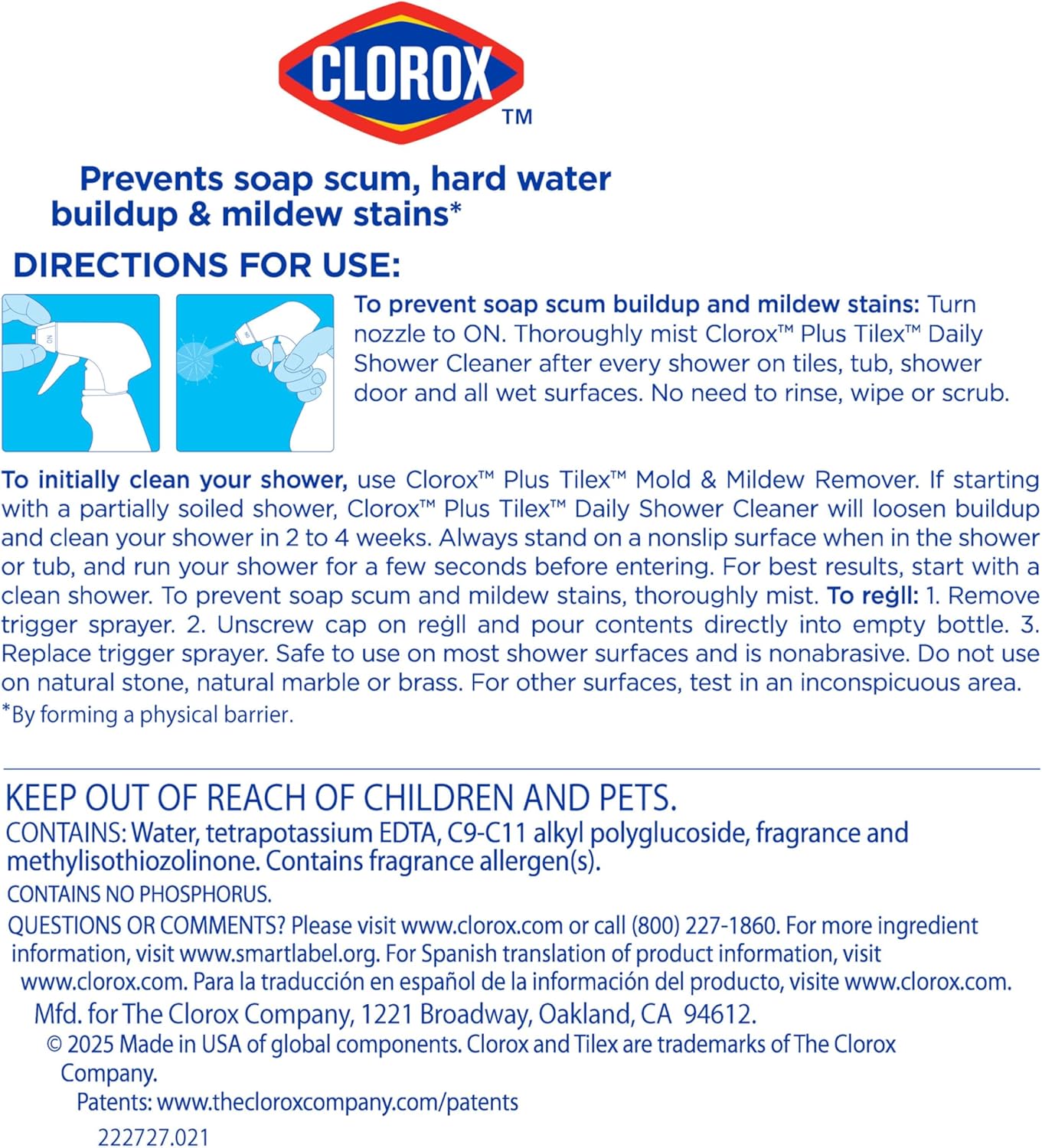 Clorox_Plus_Tilex_Daily_Shower_Cleaner,_32_Fluid_Ounce_Spray_Bottle,_Pack_of_3