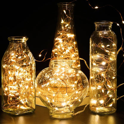 GDEALER_4_Pack_16.4_Feet_50_Led_Fairy_Lights_Battery_Operated_with_Remote_Control_Timer_Waterproof_Copper_Wire_Twinkle_String_Lights_for_Christmas_Bedroom_Indoor_Outdoor_Wedding_Dorm_Decor_Warm_White/Cool_White