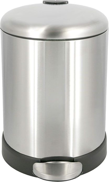 Glad_Small_Trash_Can,_1.2_Gallon_|_Round_Stainless_Steel_Garbage_Bin_with_Soft_Close_Lid_&_Step_Foot_Pedal_|_Metal_Waste_Basket_with_Removable_Inner_Bucket,_Stainless,_8_x_9.5_x_12_inches