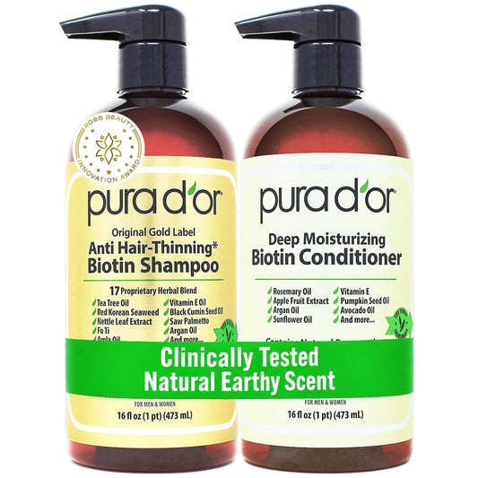 PURA_D'OR_Anti-Thinning_Biotin_Shampoo_and_Conditioner,_CLINICALLY_TESTED_Effective_Results,_Herbal_Blend_Thickening_Products_For_Women_&_Men,_Original_Gold_Label_Set,_Natural_Earthy_Scent,_16oz_x2_|_Deep_Moisturizing