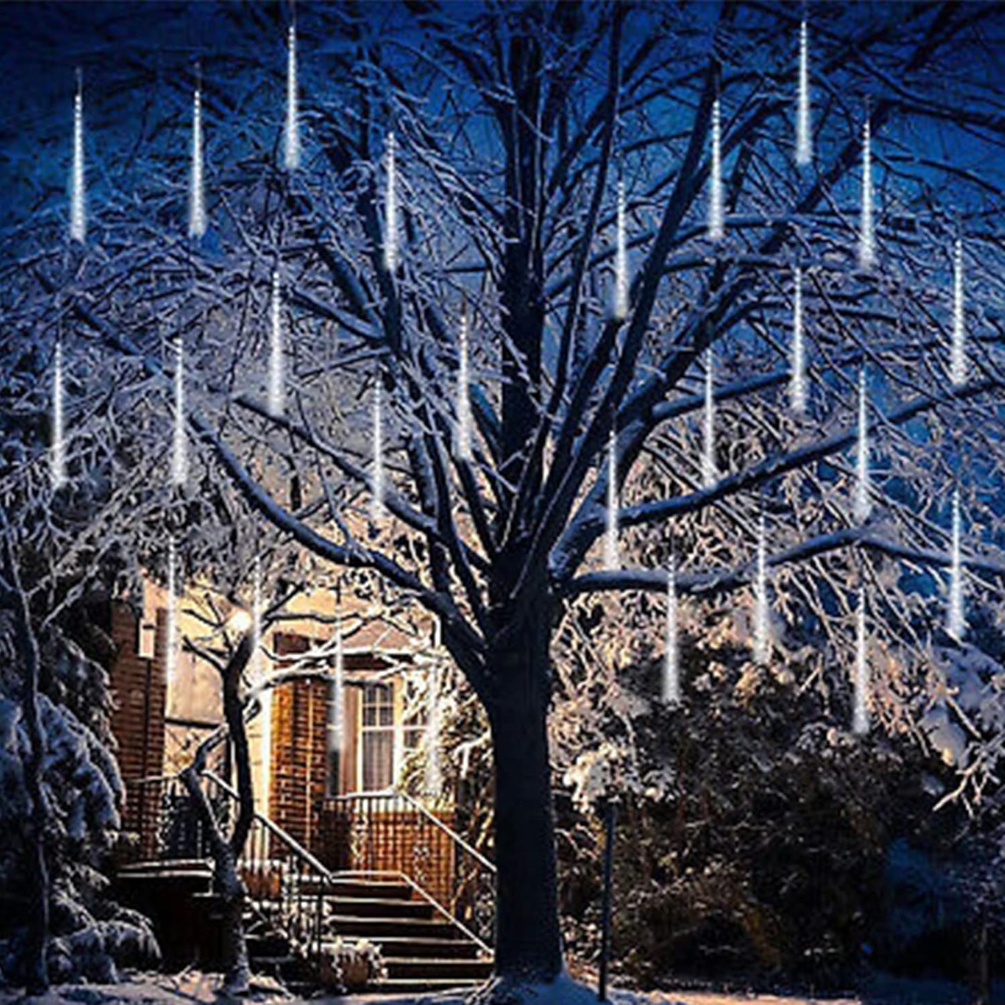 LJLNION_Meteor_Shower_Lights,_12_Inch_Outdoor_Icicle_Christmas_Lights,_8_Tubes_288_LED_Iciclelights_Snow_Falling_Light,_Connectable_Raindrop_Light,_Xmas_Wedding_Party_Tree_Holiday_Decor,_White