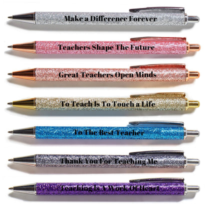 HLPHA 7pc Teacher Appreciation Pens-Personalized Engraved Metal Pens with Teacher Quotes-Thank You Gift for Teachers