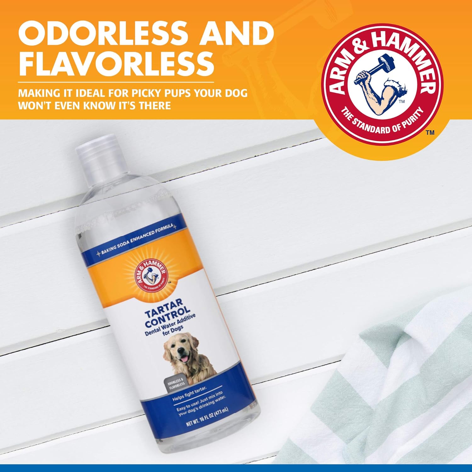 Arm_&_Hammer_Clinical_Care_Dental_Rinse_for_Adult_Dogs,_Odorless_Flavorless_Water_Additive_for_Daily_Plaque,_Tartar,_and_Bad_Breath_Control,_Baking_Soda_Enhanced_Formula,_16_Fl_Oz
