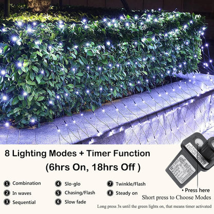 iBaycon_4ft_x_6ft_Christmas_Net_Mesh_Lights,_8_Modes_Timer_Connectable_Waterproof_Christmas_Lights_for_Trees,_Bushes,_Wedding,_Garden,_Outdoor_Decorations_(White,_1PACK)