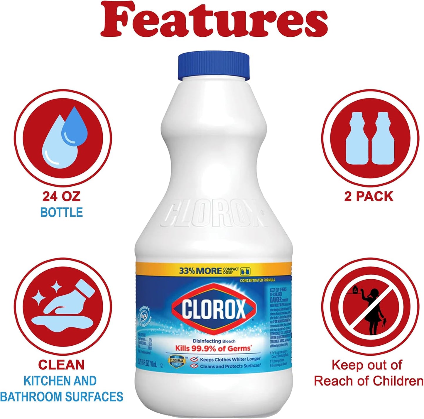 Clorox_Regular_Disinfecting_Bleach_Cleaner,_2_Pack_Concentrated_Liquid_Bleach,_Removes_Mold,_Mildew_and_Stains,_Whitens,_for_Multi_Purpose_Cleaning_and_Laundry,_24_oz_Bottles