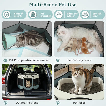Siedihit_Dog_Cat_Playpen,_Puppy_Pet_Playpen_Indoor_for_Small_Dog_Crate_Tent_Cage_Outdoor,_Portable_Pop_Up_Dogs_Enclosure_Kennel_with_Carrying_Case_for_Dogs/Cats/Rabbits(Grey,_Small