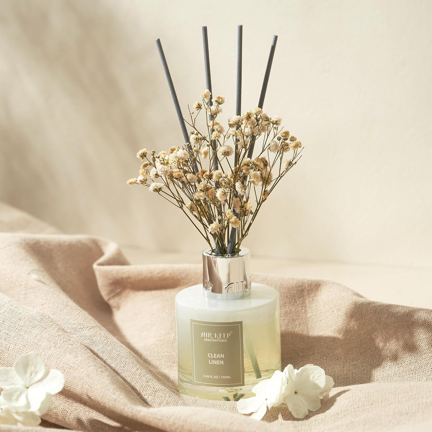 Reed_Diffuser_Set,3.38_fl_oz_(100_ml)_-_Clean_Linen_Oil_Diffusers_with_8_Reed_Sticks,Home_Fragrance_Reed_Diffuser_for_Bathroom_Shelf_Decor