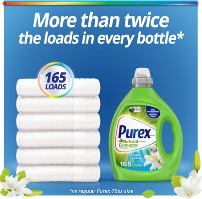 Purex_Natural_Elements_Fresh_Lilies_&_Linen_Liquid_Detergent,_82.5_oz,_165_Loads,_Ultra-Concentrated,_Dye-Free,_USDA_Certified_Biobased_Product