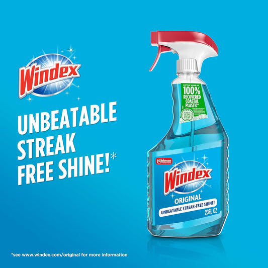 Windex_Glass_and_Window_Cleaner_Spray_Bottle,_Bottle_Made_from_100%_Recycled_Plastic,_Surface_Cleaning_Spray,_Original_Blue_Scent,_23_Fl_Oz_(Pack_of_6)