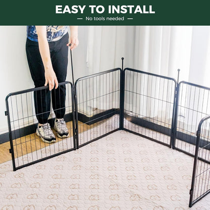 FXW_Rollick_Unleashed_Dog_Playpen_for_Indoor,_Yard,_RV_Camping,_24_inch_8_Panels_for_Small_and_Puppy_Dogs,_Black│Patented