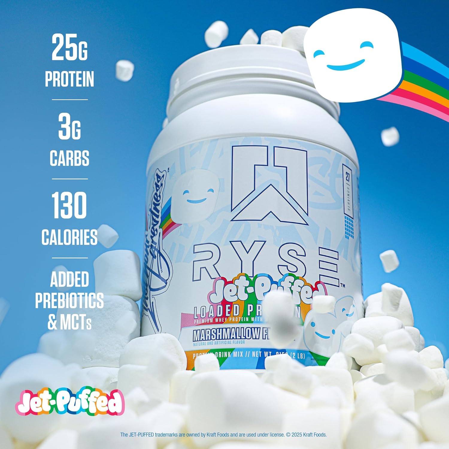 RYSE_Loaded_Protein_Powder_-_Jet-Puffed_Marshmallow_-_25g_Whey_Protein_Isolate_&_Concentrate_with_Prebiotic_Fiber_&_MCTs_-_Low_Carb,_Low_Sugar,_Digestive-Friendly_-_27_Servings_/_2_lb_Tub