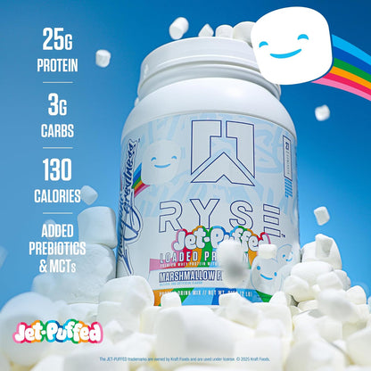 RYSE_Loaded_Protein_Powder_-_Jet-Puffed_Marshmallow_-_25g_Whey_Protein_Isolate_&_Concentrate_with_Prebiotic_Fiber_&_MCTs_-_Low_Carb,_Low_Sugar,_Digestive-Friendly_-_27_Servings_/_2_lb_Tub