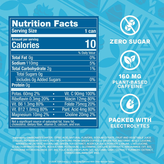 ZOA_Sugar_Free_Energy_Drink_with_Electrolytes,_Blue_Raspberry_Shave_Ice,_Vitamin_C,_B_Vitamins_+_Amino_Acids,_160_mg_Green_Tea_Caffeine,_Zero_Sugar,_12_oz_Cans,_12_Pack