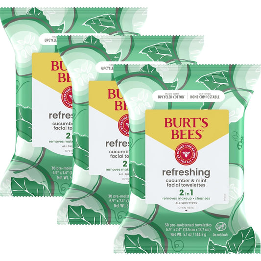 Burt's_Bees_Cucumber_&_Mint_Face_Wipes,_for_All_Skin_Types,_Refreshing_Makeup_Remover_&_Facial_Cleansing_Towelettes,_30_Ct._(3-Pack)