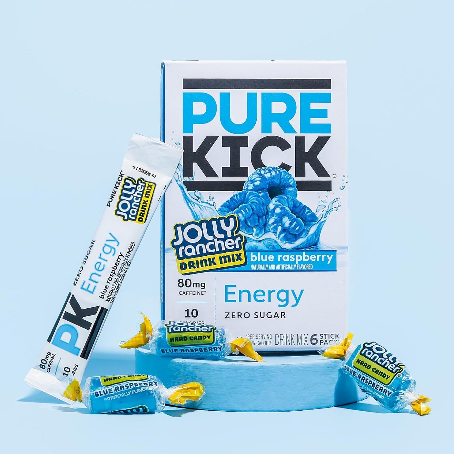 PURE_KICK_Energy_Singles_To_Go_Drink_Mix,_Jolly_Rancher_Blue_Raspberry,_Includes_12_Boxes_with_6_Packets_in_each_Box,_72_Total_Packets