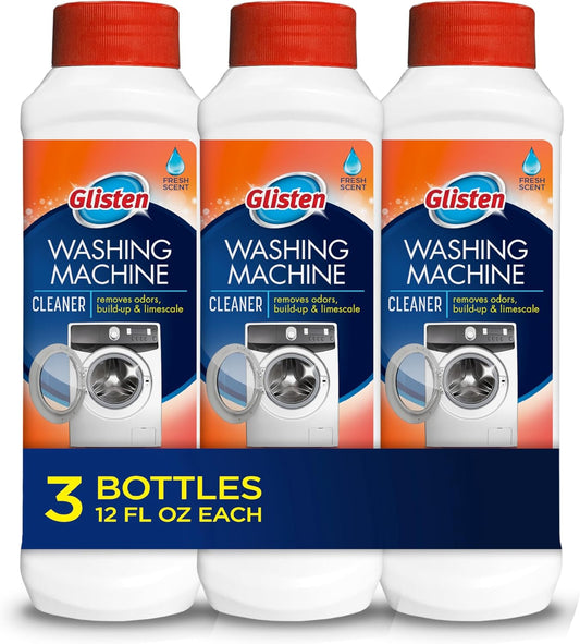 Glisten_Washing_Machine_Cleaner,_Helps_Remove_Odor,_Buildup,_and_Limescale,_Fresh_Scent,_Made_in_the_USA,_12_Ounce_Bottle,_3-Pack